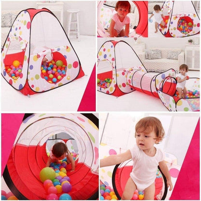 3-in-1 Kids Play Tent Set with Tunnel & 100 Balls