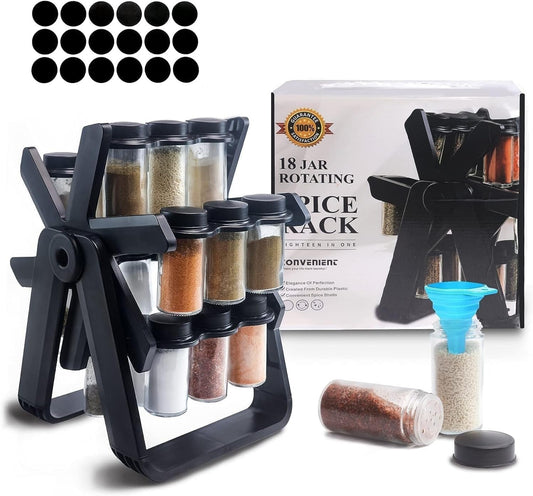 360° Rotating Spice Rack Organizer With 18 Spice Jars