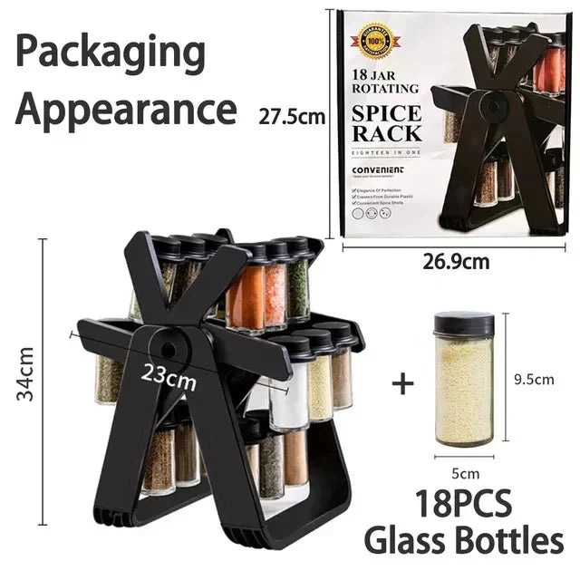 360° Rotating Spice Rack Organizer With 18 Spice Jars