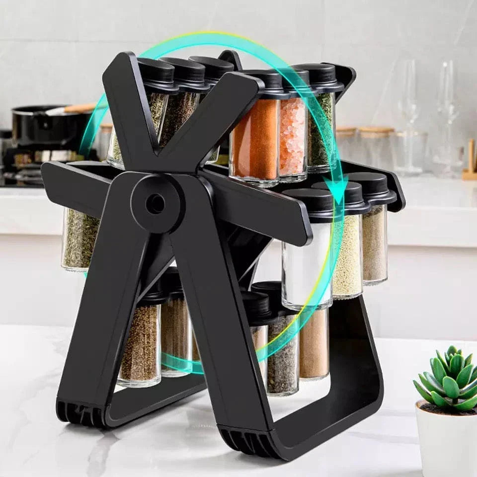 360° Rotating Spice Rack Organizer With 18 Spice Jars